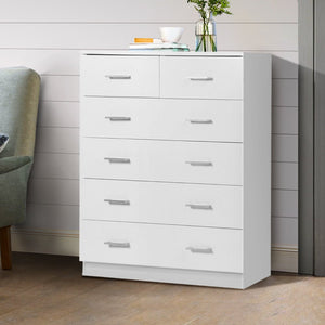 White Tallboy Dresser Table With 6 Chest Of Drawers