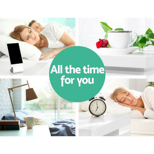 Artiss Bedside Tables Side Table 3 Drawers RGB LED High Gloss Nightstand White - The Hippie House