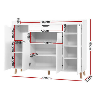 120cm White Drawer Organizer Cupboard