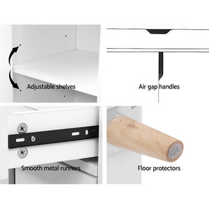 120cm White Drawer Organizer Cupboard