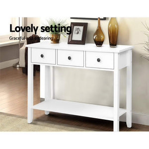 White 3 Drawers Display Hallway Console