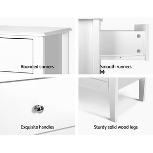 Artiss Chest of Drawers Storage Cabinet Bedside Table Dresser Tallboy White - The Hippie House