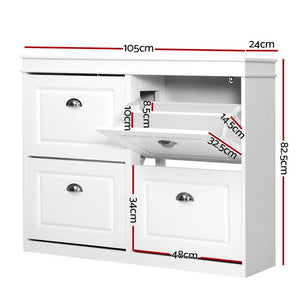 White Shelf Drawer Cupboard / Organiser - 24 Pair Capacity