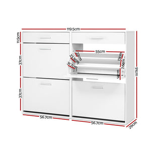 White Shoe Cabinet - 36 Pair Capacity