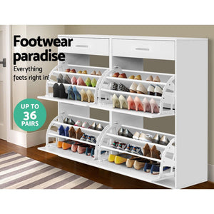 White Shoe Cabinet - 36 Pair Capacity