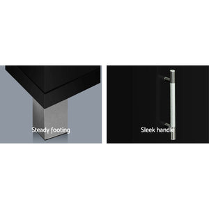 Black Entertainment Unit With Storage Cabinets