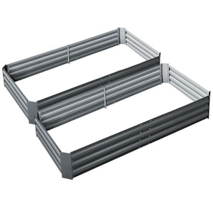 Galvanized Steel Raised Garden Bed - 210X90X30cm - Twin Pack