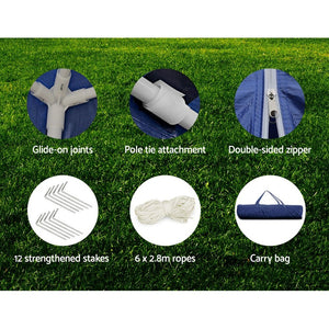 Instahut Gazebo 3x6 Outdoor Marquee Gazebos Wedding Party Camping Tent 6 Wall Panels