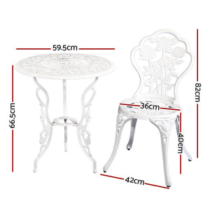 White Outdoor Garden Chairs And Table - Aluminium