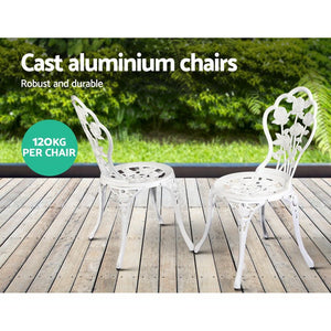 White Outdoor Garden Chairs And Table - Aluminium