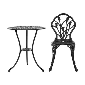 3PCS Outdoor Black Garden Setting