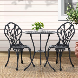 3PCS Outdoor Black Garden Setting
