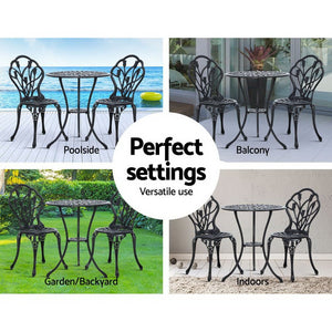 3PCS Outdoor Black Garden Setting