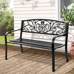 Black Outdoor Garden Bench