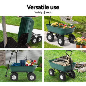 Gardeon 75L Garden Dump Cart - Green - The Hippie House