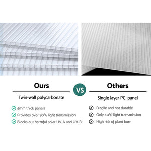 Greenfingers Greenhouse Aluminium Polycarbonate Green House Garden Shed 3x2.5M