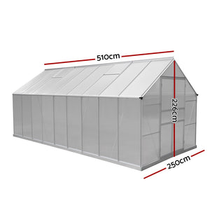 Greenfingers 5.1X2.5M Aluminium Greenhouse with Double Door