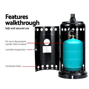 Portable Gas Patio Heater - Black and Silver