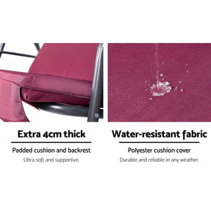 Outdoor Swinging Hammock Chair - 3 Seater - Red