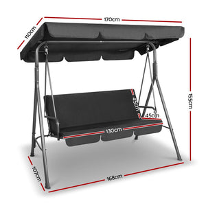 Outdoor Swinging Hammock Chair - 3 Seater - Black