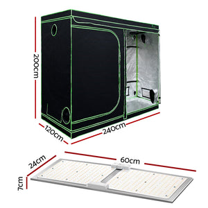Greenfingers Grow Tent 2200W LED Grow Light Hydroponic Kit - 2.4x1.2x2M