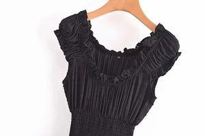 Black Bohemian Mini Dress | Slashed Neck + Sleeveless | S-L