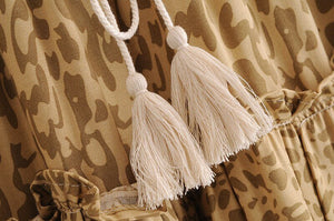 Blush Leopard Printed Tassel Bohemian Skirt | M-L