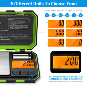 0.1g - 1KG Digital Scales With 50g Calibration Weight