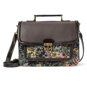 Retro Hippie Styled Briefcase Handbag With Floral Design