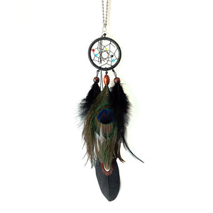 Mini Black Car Dream Catcher With Feathers | Hangs 22cm