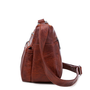Quality PU Leather Crossbody Bag With Zippers