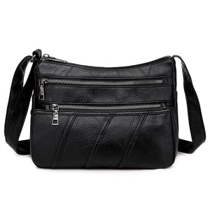 Quality PU Leather Crossbody Bag With Zippers