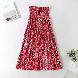 Women's Red Boho Two Piece Outfit | Sleeveless Top + Bohemian Dress | S-L