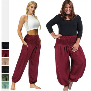 Red Bohemian High Waist Yoga Palazzo Pants | S-XL