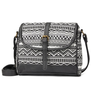 Cool Boho Styled Leather & Fabric Crossbody Bag