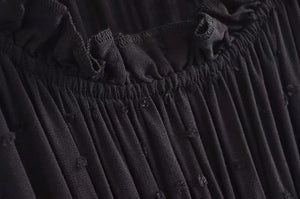 Black Bohemian Mini Dress | Slashed Neck + Sleeveless | S-L