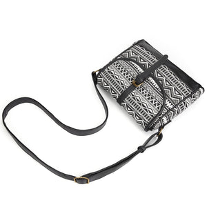 Cool Boho Styled Leather & Fabric Crossbody Bag
