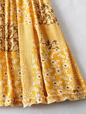 Yellow Strapless Bohemian Sundress | Cotton + Rayon | S-L