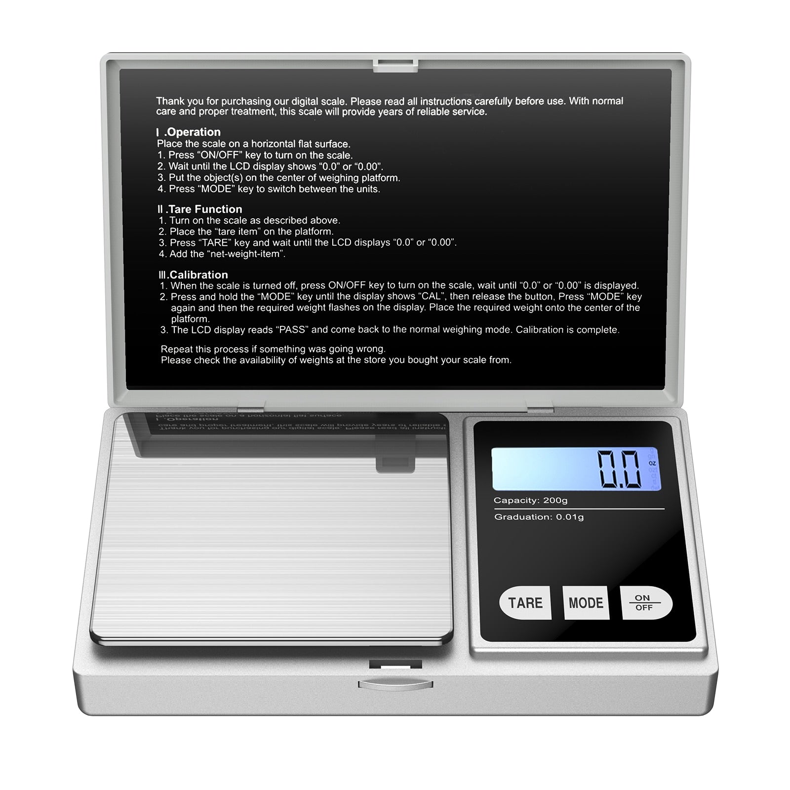 500/0.01g + 200g/0.01g LCD Digital Scales | 2 Sizes & Colours