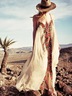 Unique Boho Styled Strapless Maxi Dress | Centrose Floral | S-XL