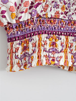 Women's 60's Flower Child Two Piece Outfit | Sleeveless Top + Bohemian Pants | S-L