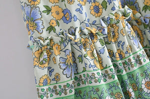 Vintage Styled Green Hippie Skirt | With Tassels | M-L