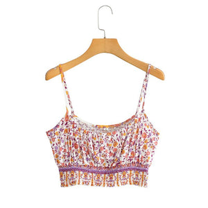 Women's 60's Flower Child Two Piece Outfit | Sleeveless Top + Bohemian Pants | S-L