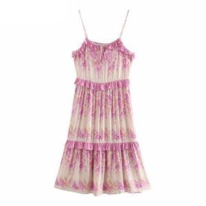 Hippie Drawstring Beach Dress | Yellow Or Pink | S-L