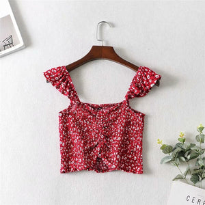 Women's Red Boho Two Piece Outfit | Sleeveless Top + Bohemian Dress | S-L