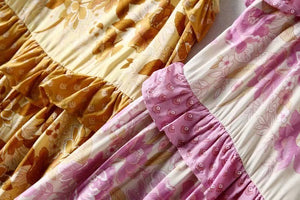 Hippie Drawstring Beach Dress | Yellow Or Pink | S-L