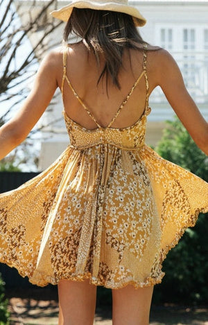 Yellow Strapless Bohemian Sundress | Cotton + Rayon | S-L