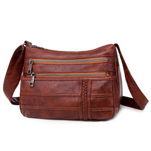 Quality PU Leather Crossbody Bag With Zippers