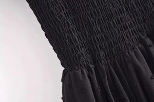 Black Bohemian Mini Dress | Slashed Neck + Sleeveless | S-L