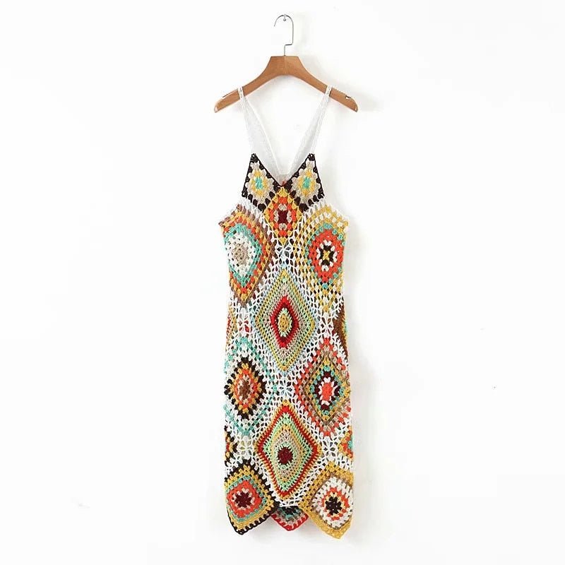 Bohemian Hollowed Out Beach Dress | Knitted Cotton | Free Size